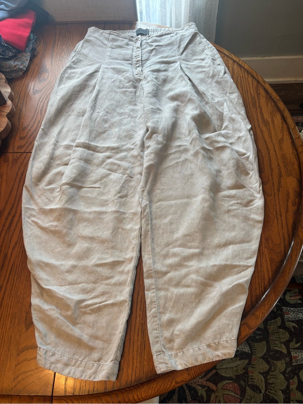 Oska linen blend barrel balloon leg trousers pants minimalist women's size 2